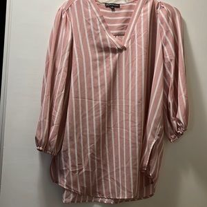 Adrianna Papell pink and white 3/4 sleeve blouse